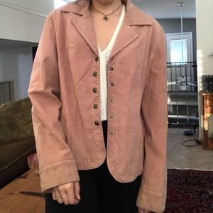 Dusty pink leather blazer coat!!